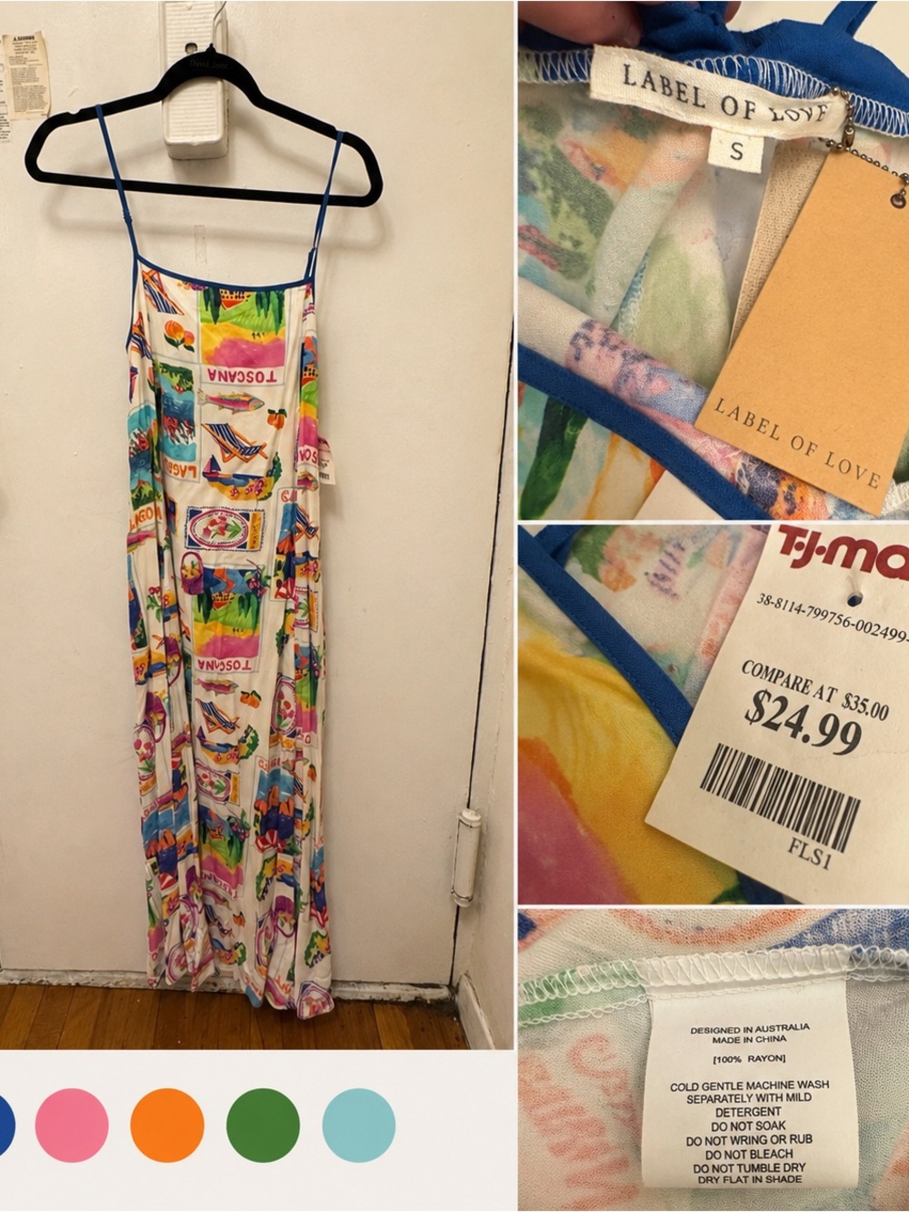 Label of Love Women’s Multicolor Maxi Dress - Blue Trim